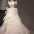 Официальное длинное платье для женщин, элегантное бальное платье из тюля с баской для выпускного вечера, белое женское вечернее платье для свадьбы, платья больших размеров