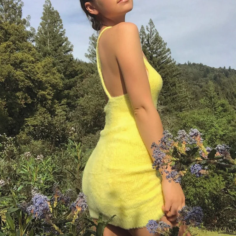 [Низкая цена] для любви сексуальное пушистое платье Dungaree с низким вырезом