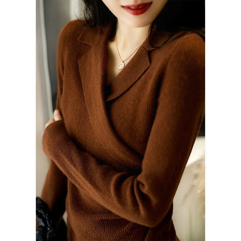 

French tea break wrap overlap knitted sweater Pullover new women's top in 2021