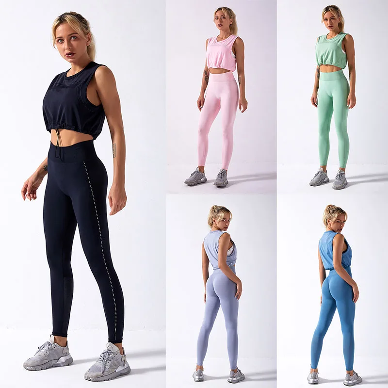 

Yoga Sets 2Pcs Women Seamless Sexy Crop Top Gym Push Up Leggings Fitness Running Workout Quick Dry Training Tracksuit