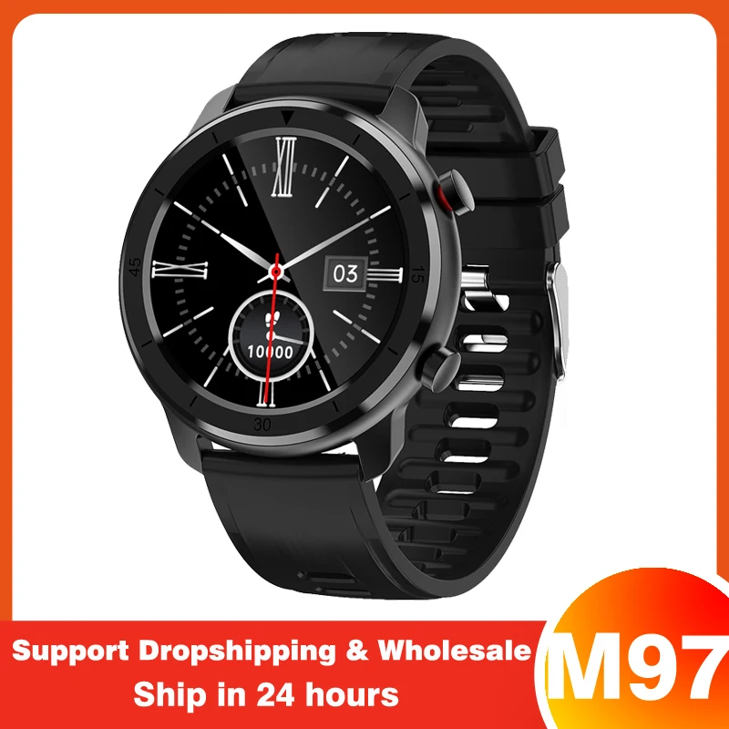 

Смарт-часы M97 с Bluetooth, пульсометром, тонометром, кожаным ремешком, 1,28 дюйма, водонепроницаемые Смарт-часы для M98 G30