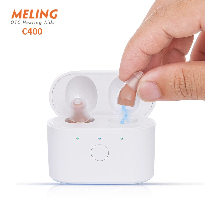 C400 Digital Hearing Aid USB Tpye C Rechargeable Mini In Ear Invisible Hearing Amplifier Assistant Adjustable Tone for Deaf