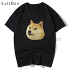 Смешная футболка Doge Head, смешная собака Шиба-ину, прикольная хипстерская футболка, милая футболки с графическими принтами для мужчин футболка в стиле Харадзюку, оверсайз