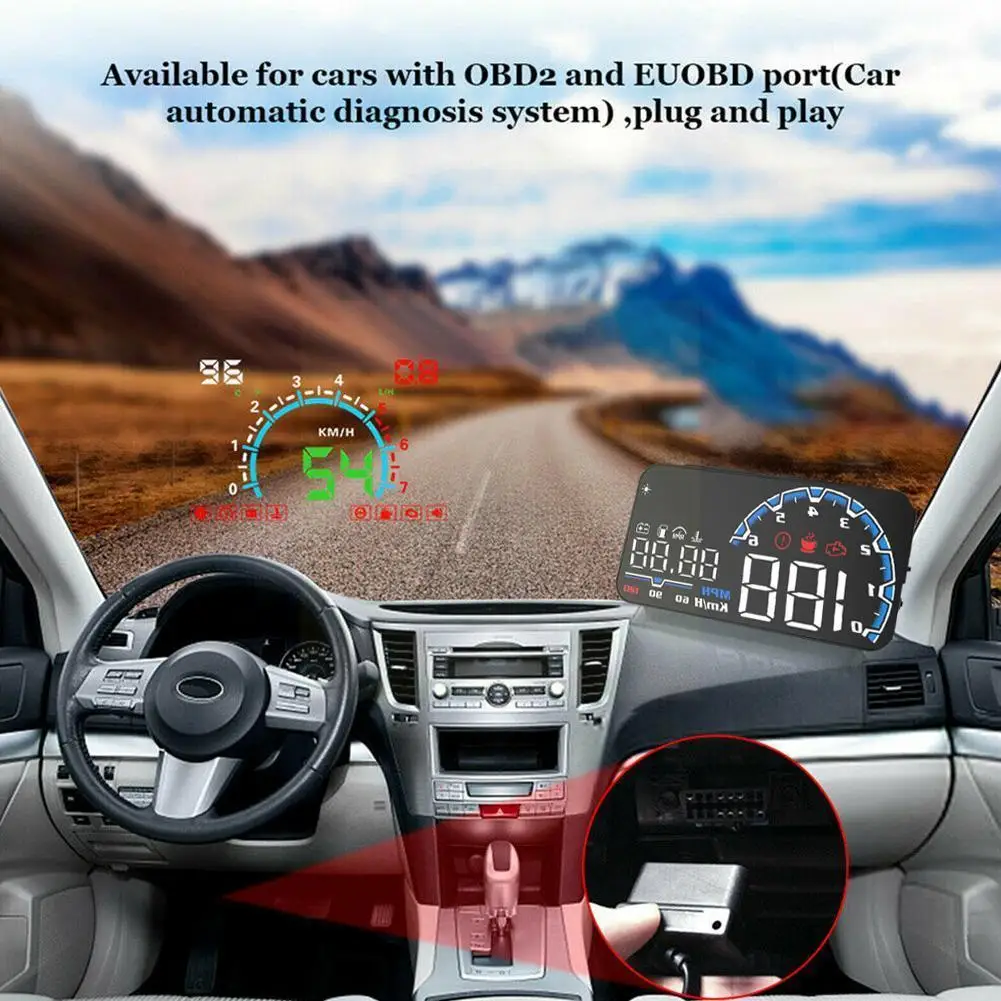 

New H300 Car Hud Up Display Obd2 Ii Overspeed Warning Switch Manual Car With Speedmeter System Digital System L2v4