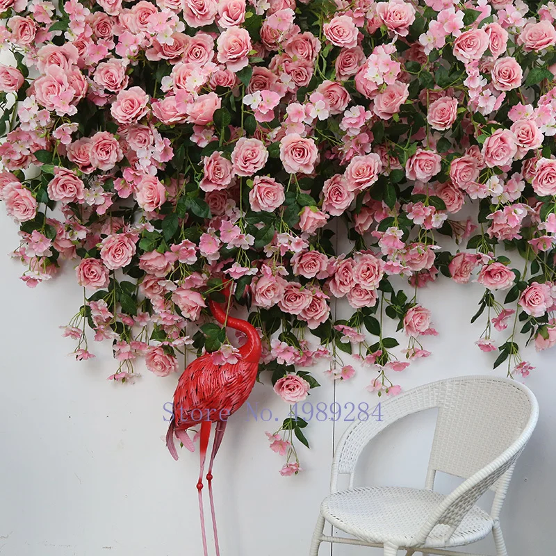 Искусственный цветок розы стены лозы струны открытый свадьба пластиковая