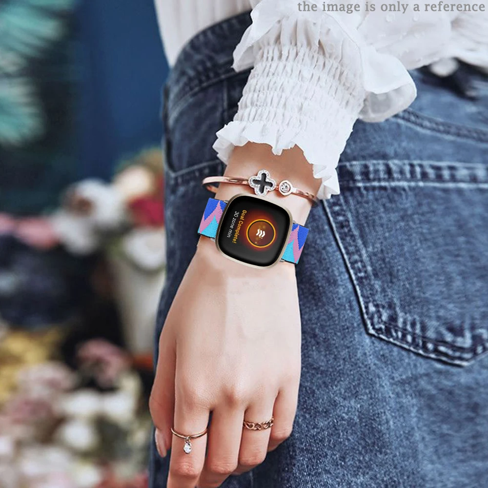 

wrist strap for fitbit versa3 sense smartwatch accessories bracelet wristband for versa 3 fitness Elastic Weave strap belt