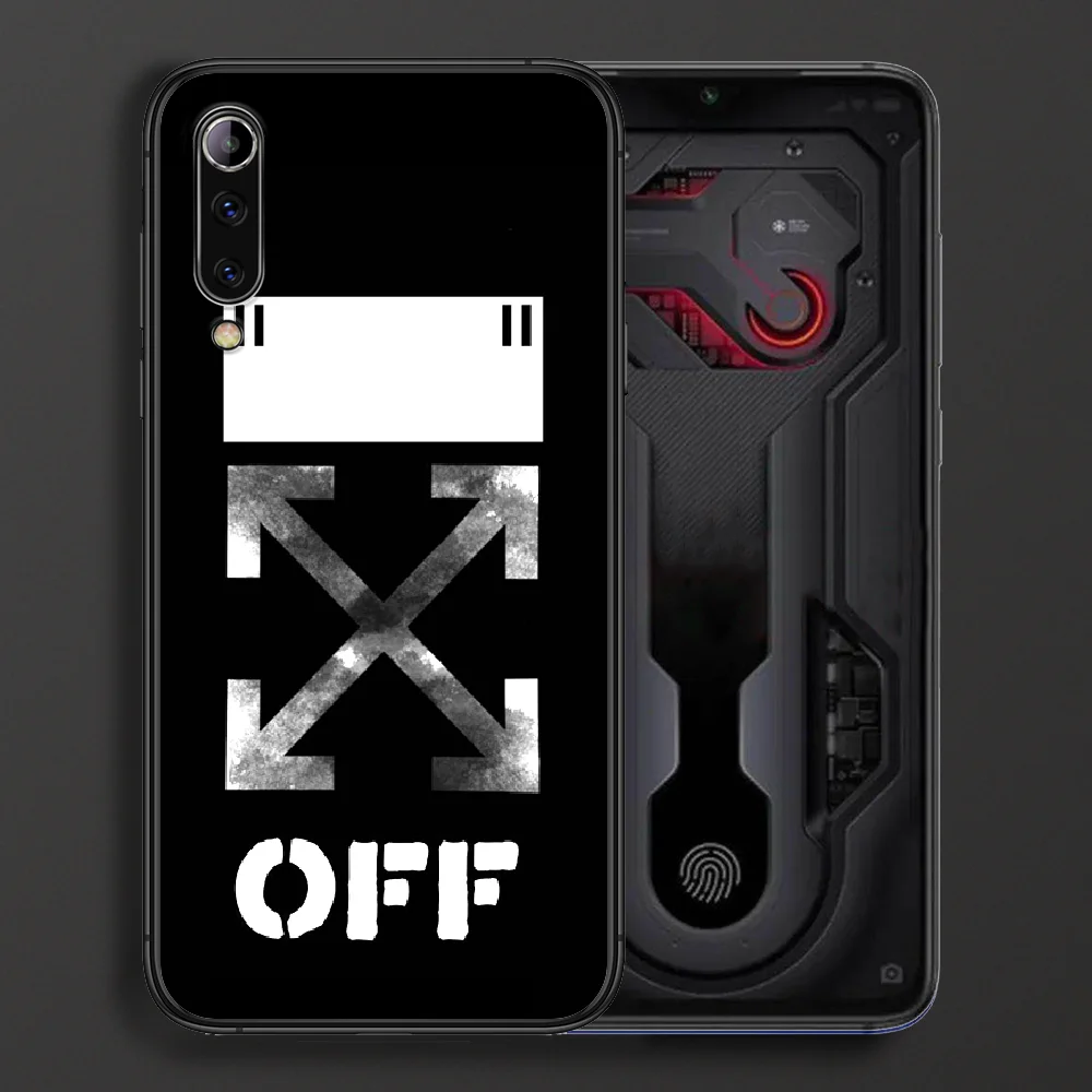 

Off Ow Luxury brand whites Phone case For Xiaomi Mi note 10 A3 9 MAX 3 A2 8 9 Lite Pro ultra black funda luxury cell cover 3D