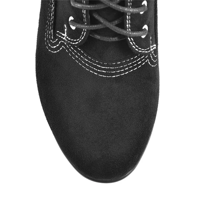 Onlymaker Women Round Toe Lace Up Platform Ankle Boots Big Size Black Fashion Short Female Brand Boots