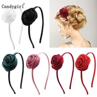 solid color rose flower headband for women luxury floral hairband girls wedding party hair bands accessories