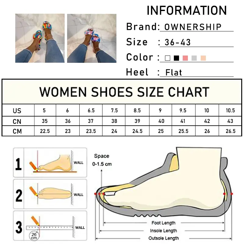 

Women Square Toe Pleated Print Slippers Female Colorful Flower Slides Ladies Summer Beach Shoes Woman Casual Flat Plus Size
