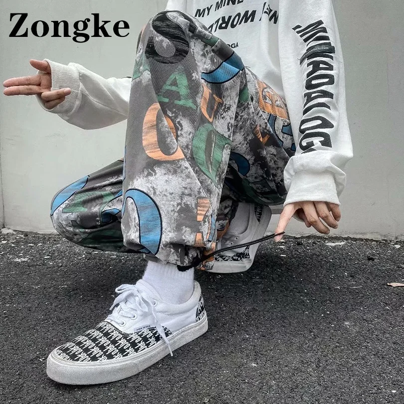 

Zongke Print Work Pants Men Fashion Casual Pants For Men Clothing M-3XL 2022 Spring New Arrivals