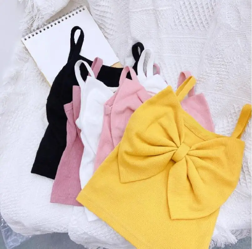 Новинка жилет с бантом для маленьких девочек Пляжная детская майка топ без