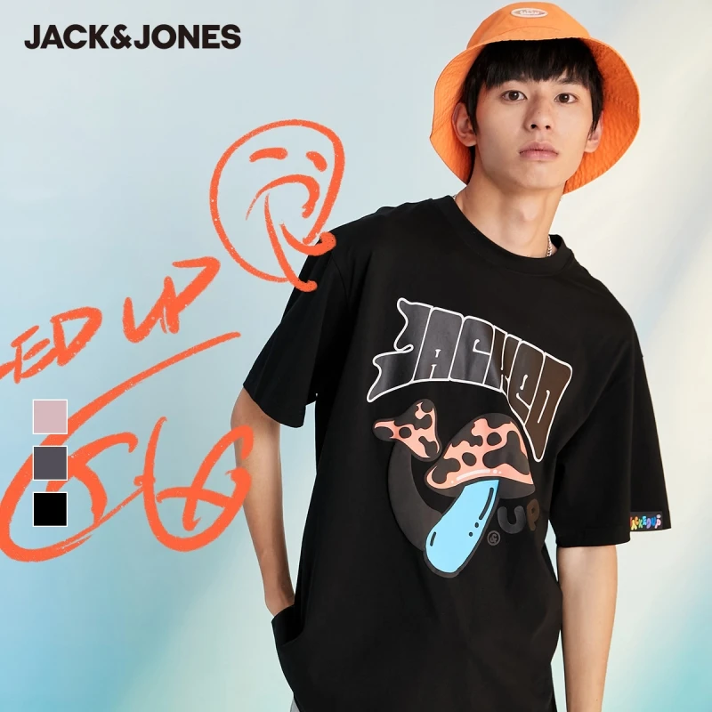 

JackJones Men's 100% Cotton Offset Printed Loose Fit Round Neckline Short-sleeved T-shirt | 221201426