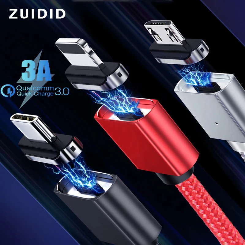 

3A Magnetic USB Cable LED Micro USB Type C 8 Pin Charge Wire Smartphone Fast Charging USB C Cord Line For iPhone Redmi Samsung