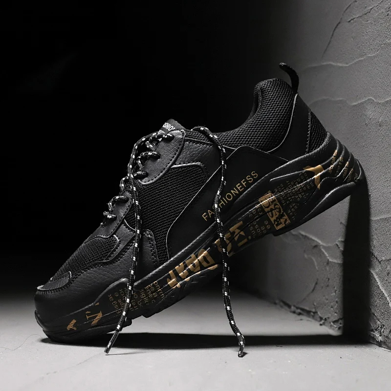 

2020 Men Chunky Sneakers Graffiti Shoes Luxury Designer Canvas Espadrille Male Krasovki Walking Fashion Platform Black Shoes