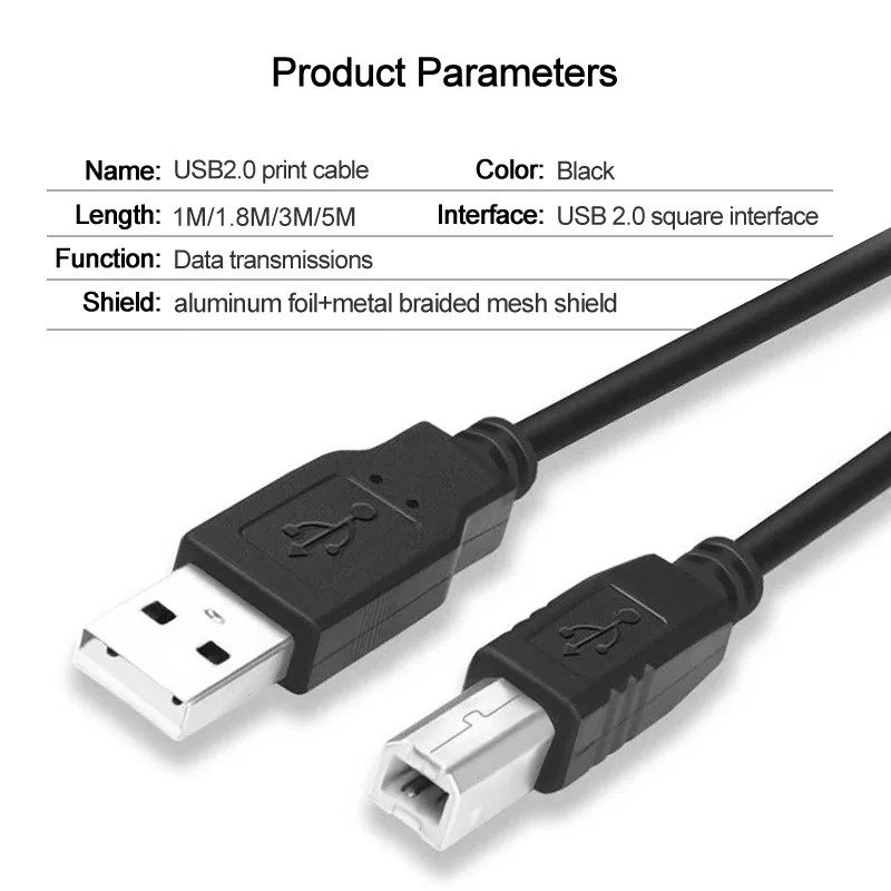 VOXLINK 5 упаковок 2 0 USB кабель для принтера типа A на B штекер Canon Epson HP ZJiang принтер