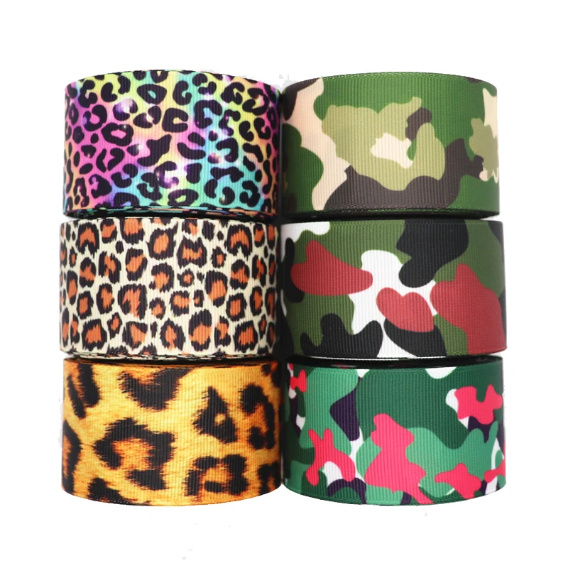 Ленты для волос с бантом 10 ярдов 1 5 дюйма 38 мм камуфляжным/леопардовым принтом
