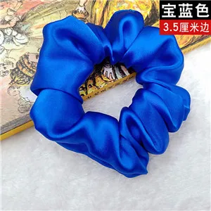 RoyalBlue Модные женские милые резинки для волос шириной 3,5 см из чистого шелка, милые резинки для волос, OL, базовый держатель для конского хвоста - Цвет: RoyalBlue