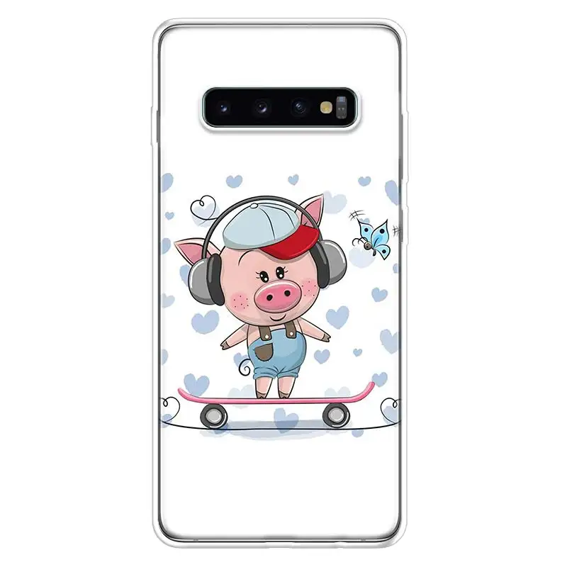 

Cute Pink Pig Cartoon Phone Case for Samsung Galaxy S10 S20 Ultra NOTE 10 9 8 S9 S8 + S7 Lite Edge J4 J6 J8 2018 Plus Coque Cove