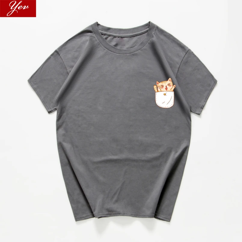 Забавная футболка с рисунком карманного кота Женская хлопковая хипстерская