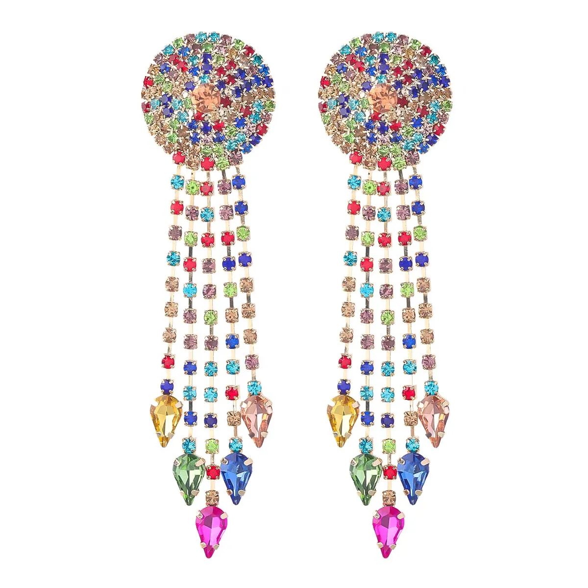 

JIJIAWENHUA New Trend Sparkling Rhinestone Tassel Claw Chain Ladies Earrings Dinner Party Fashion Statement Jewelry Accessories