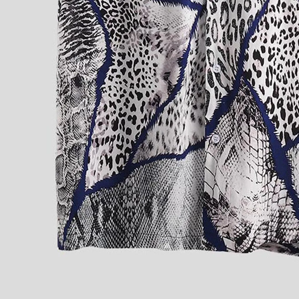 Men's Leopard Shirt summer short sleeve shirt men fashion causal shirt tops male shirt