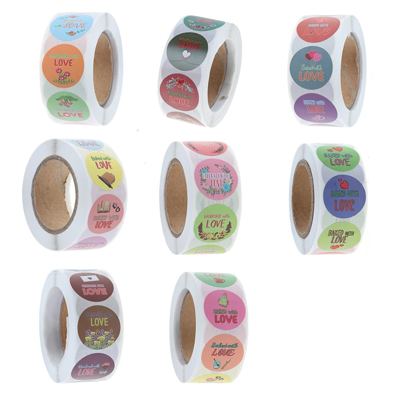 

500pcs Handmade With Love Seal Labels Round Paper Label Stickers For Gift Decor Party Supplies For Envelope Seal Labels Sticker
