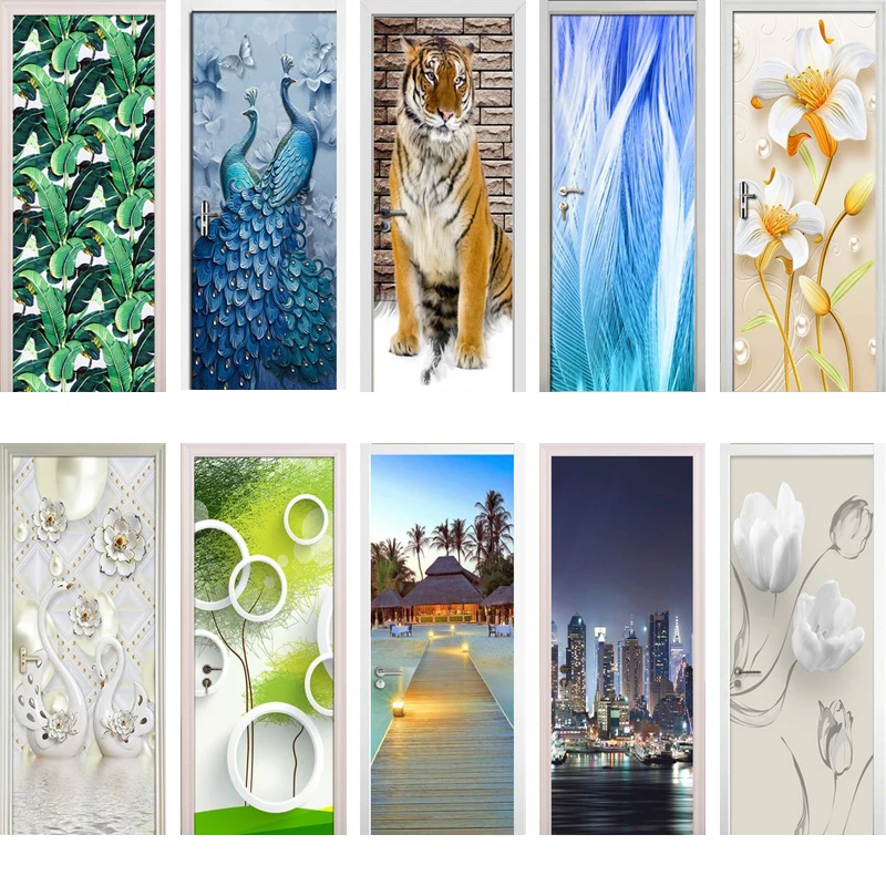 3D наклейка на дверь Настенная Наклейка Настенные обои плакат самоклеящаяся
