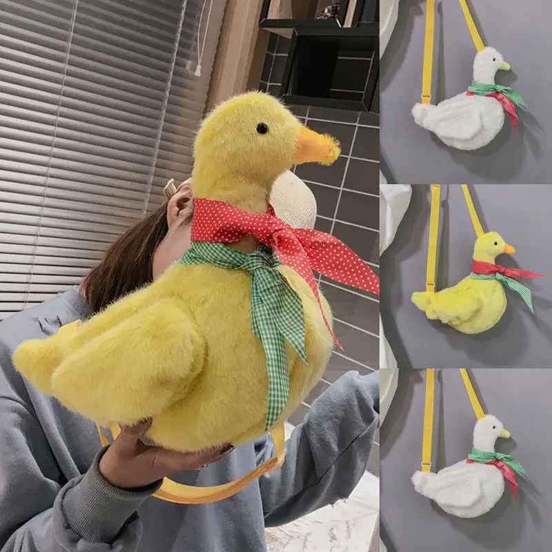 3 Colors Kids Cartoon Sweet Duck Plush Crossbody Bag Shoulderbag Cute Messenger Handbag | Backpacks