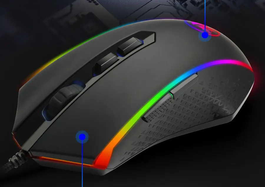 Redragon CHROMA M710 USB Проводная игровая компьютерная мышь 10000 dpi 8 кнопок 7 цветов с подсветкой программируемая эргономичная для PC Gamer