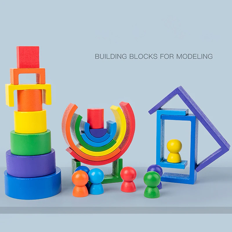 

Large Children Rainbow Stacker Creative Rainbow Building Blocks Montessori Benefits Intellectual Toys Wooden Toys Baby Gifts