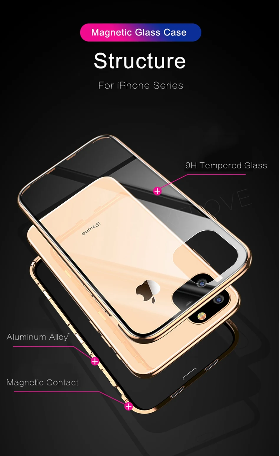 360 металлический чехол для iPhone 6, 7, 8 Plus, X, XR, XS MAX, чехол на магните, роскошный противоударный чехол из закаленного стекла для iPhone 11 Pro Max, чехол