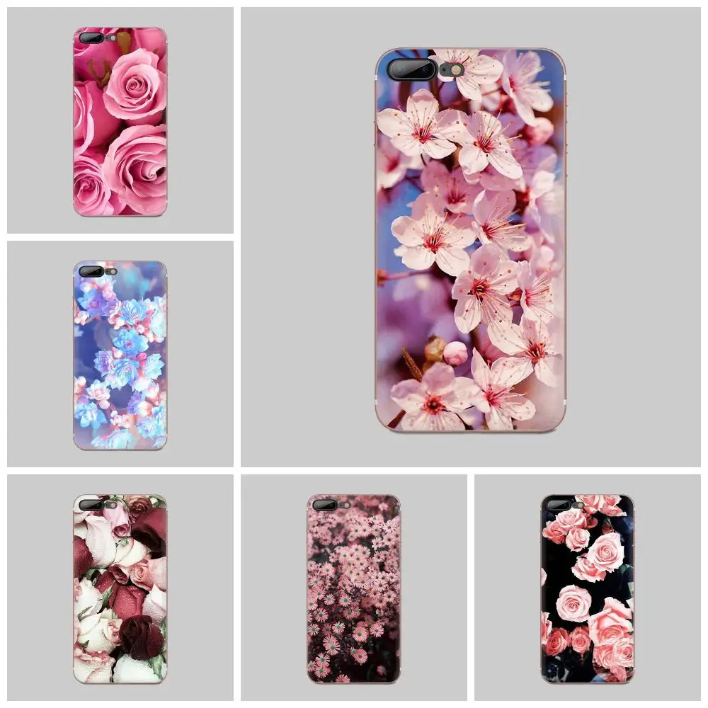 Прозрачная мягкая оболочка большой полосы из розовых цветочков на huawei Honor 4C 5A 5C 5X6