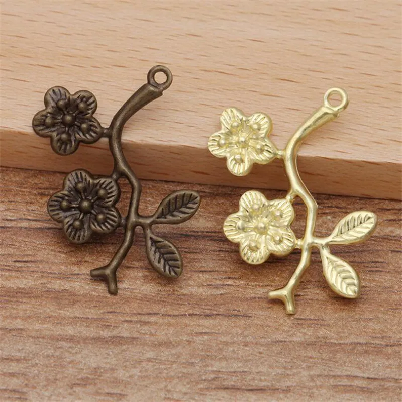 50 шт./лот 29 мм посеребренные подвески в виде цветов и листьев DIY винтажные модные