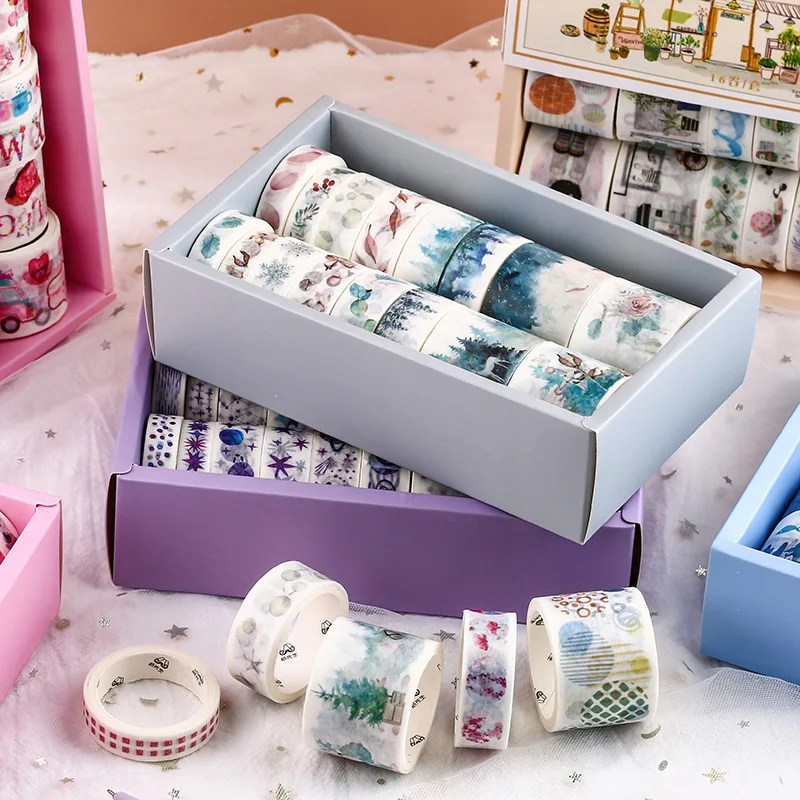 16roll Tape+ 8sheets Sticker Sakura Ocean Series Exquisite Box Washi Tape Adhesive Diy Stickers Diary Scrapbook Stationery | Канцтовары