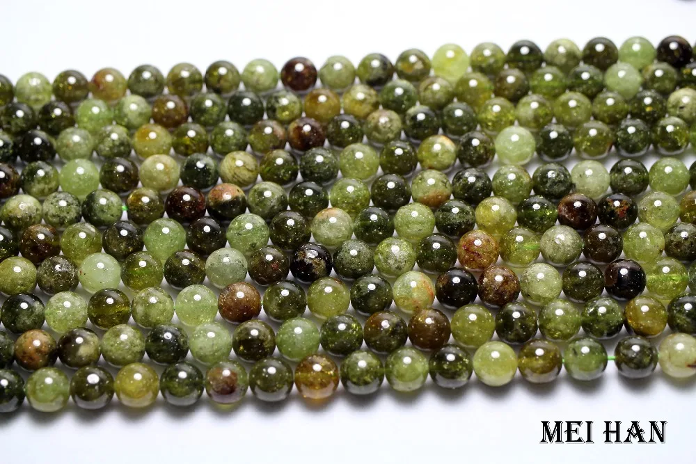 Meihan подлинный натуральный(approx38beads/set) 10 мм зеленый Гарнетт Гладкий Круглый камень бусины для изготовления ювелирных изделий DIY