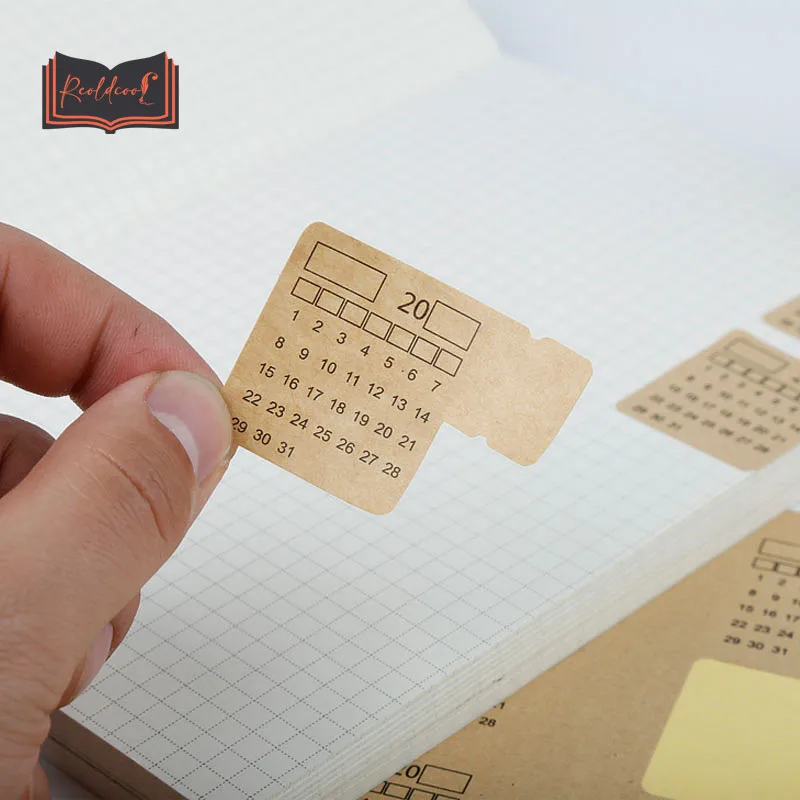 

4 Sheets 2022 Kraft Paper Calendar Self-filled Notebook Planner Index Stationery Stickers Diary Classification Label Stickers