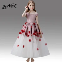 little flower girl dresses for weddings banquet dress ht076 elegant boat neck flower girl dress appliques tulle kids ball gowns