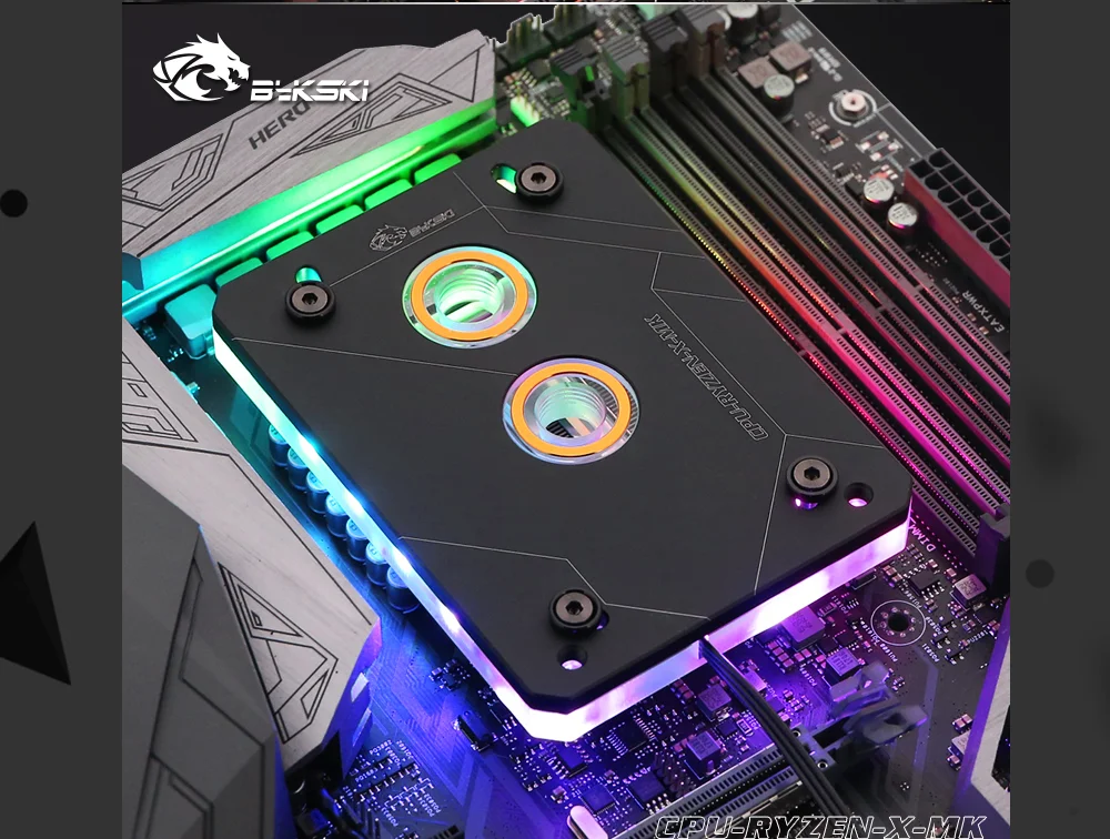Bykski cpu-RYZEN-X-MK RyzenAM3/AM3+/AM4 cpu водяные блоки, RBW система освещения, микроводный блок водяного охлаждения