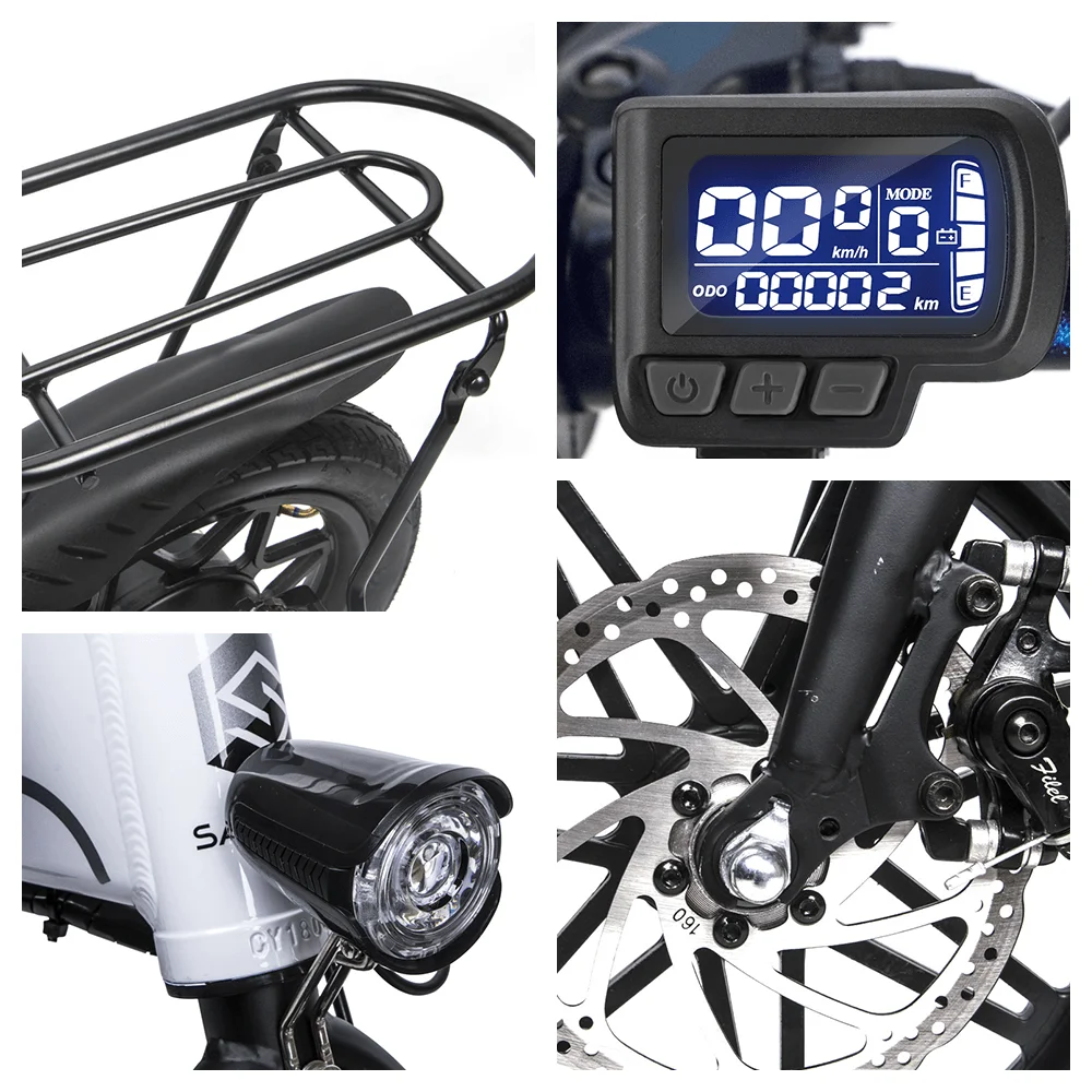 

SameBike 250W Cycling Mini Folding Electric bicycle Lithium Battery Adult electric bike 14 Inch e bike 36v8ah e cycle
