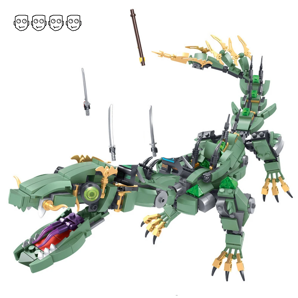 Летающий зеленый ниндзя-Дракон Mecha совместимый Ninjagoes 70612 набор миньфиг фигурки DIY строительные блоки игрушки для детей Подарки для мальчиков