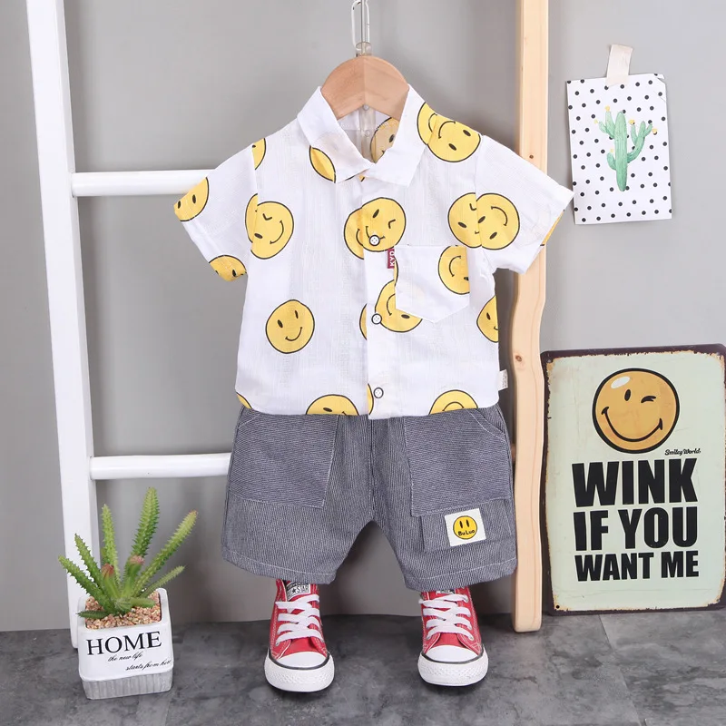 

Two-piece Children's Set Summer T-shirt Pants Cartoon Printed Kids Tops Short Sleeve Shorts Fashion Boys Girls Baby Clothes Thin