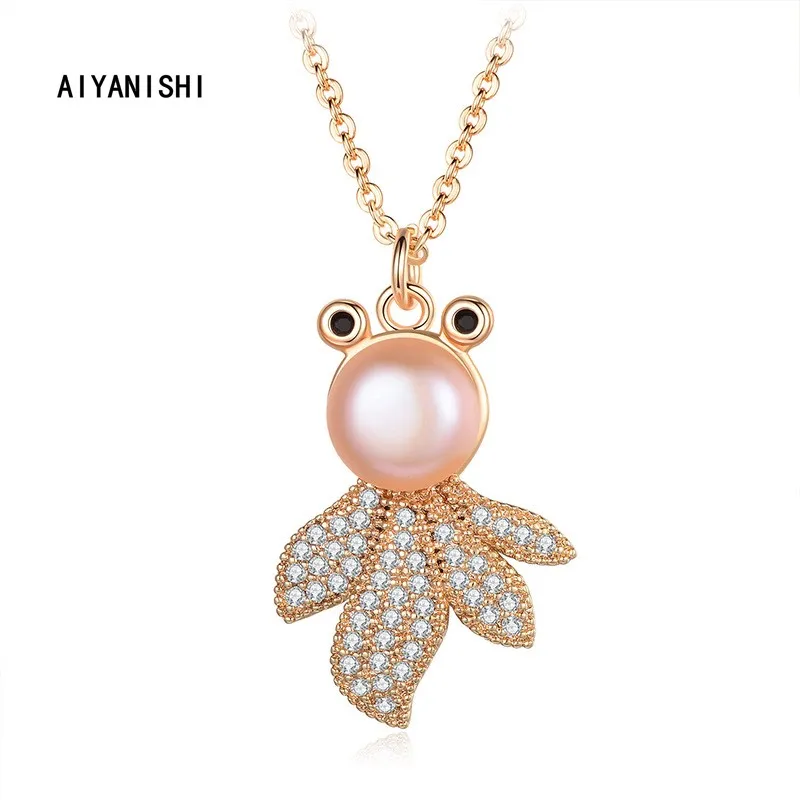 Ожерелье AIYANISHI с натуральным пресноводным жемчугом, 18 карат