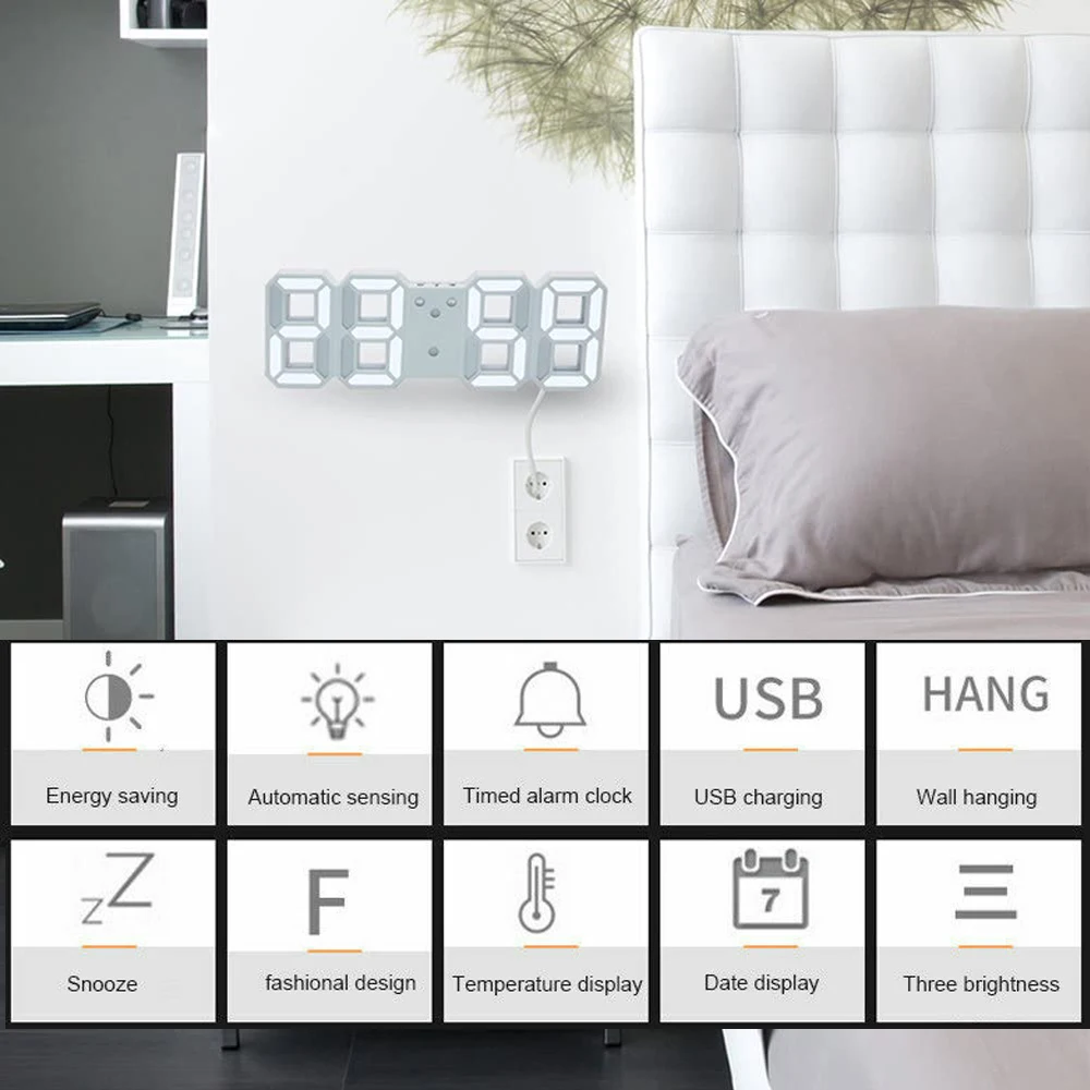 Новые 3D светодиодный настенные часы Современные цифровые настольные будильник
