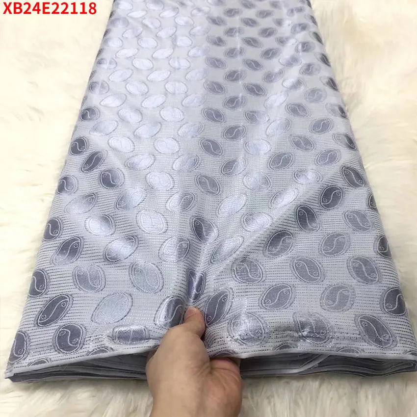 

New African Ankara Craft Polyester Bazin High-quality Silk Lace Fabric For Sewing Clothes XB24E22118