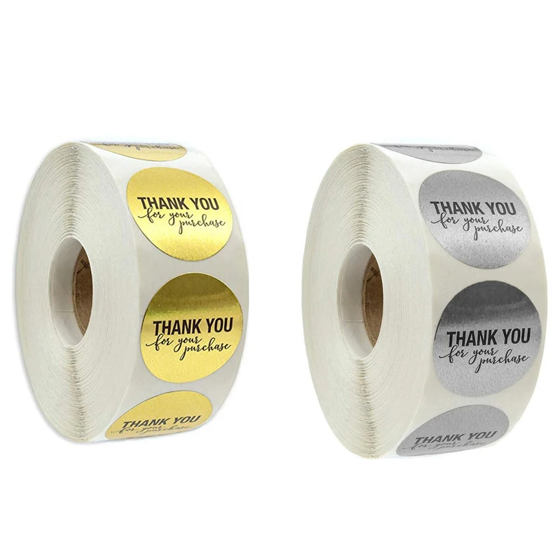 Золотой Серебряный &quotспасибо за покупку&quot стикер s этикетки для печати 500