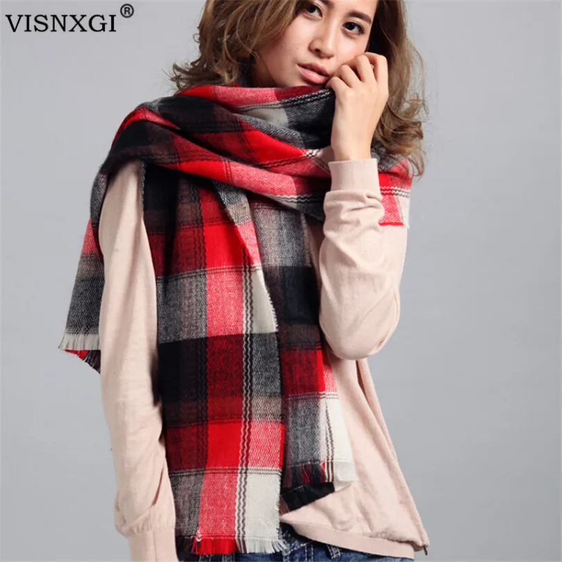 

VISNXGI новый зимний шарф для женщин шарф кашемировый теплый плед Пашмина шарф роскошный бренд одеяло обертывания женские шарфы и шали
