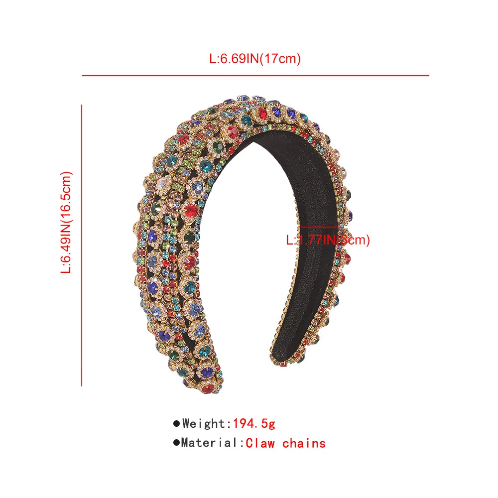 

Luxury Sparkly Full Crystal Baroque Hairband Padded Rhinestone Princess Headband For Women Headdress Birthday Hair Jewelry