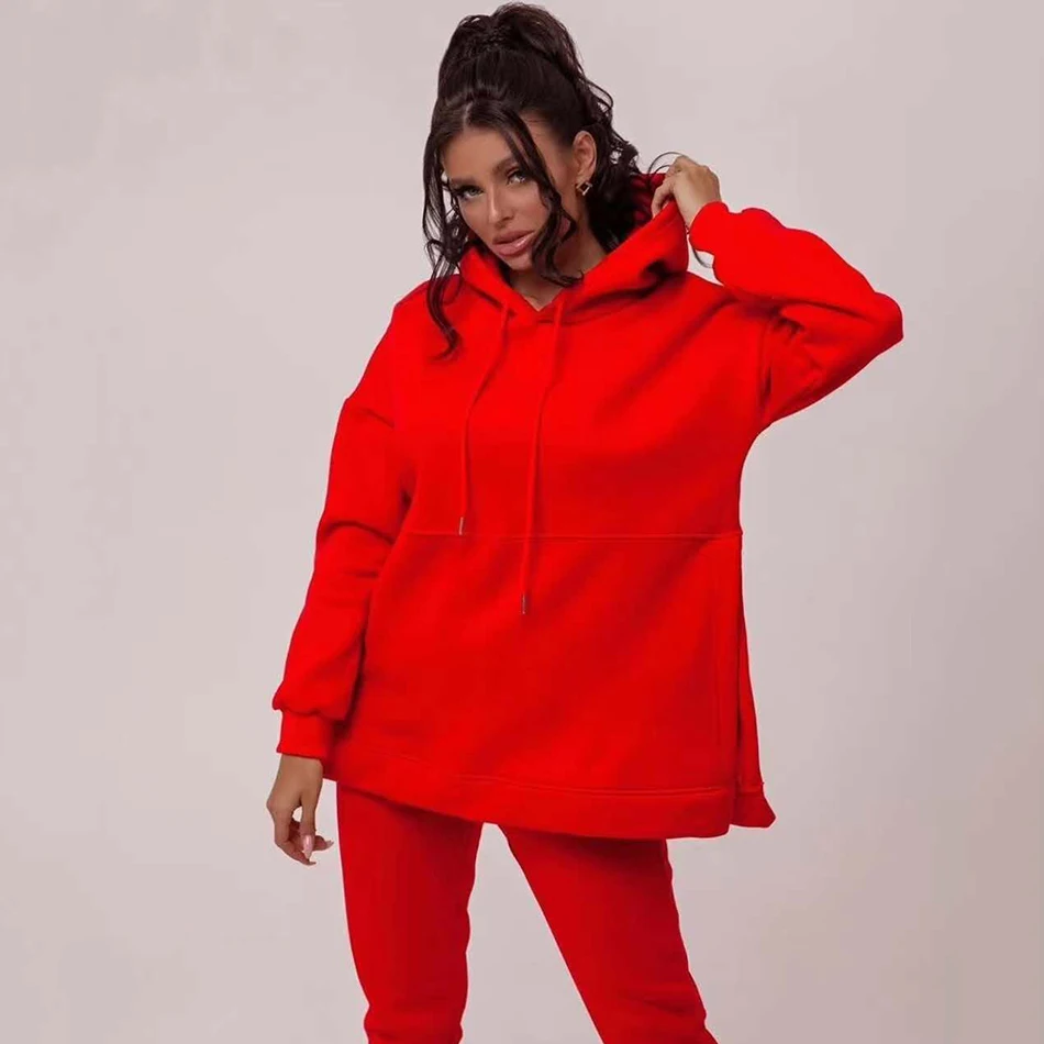 Осень-зима 2020 новый женский свитер с капюшоном + штаны повседневный спортивный