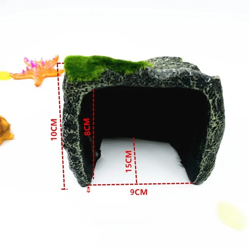 

Simulate Moss Rockery Stone Pet Cave Hide Vest Box Fish Tank Landscaping Decoration for Aquarium Reptiles Tortoise